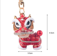 Nouveauté : Porte-clés et breloque de sac pour femme, motif Danse du Lion chinoise en 3D, délicat, facile à transporter, accessoire de sac