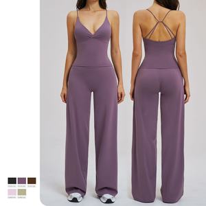 Ensemble de sport respirant uni pour femme, 6 pièces, avec pantalon large et dos élégant, idéal pour les loisirs, l'extérieur, l'équitation, la course et le yoga - Product Image 2
