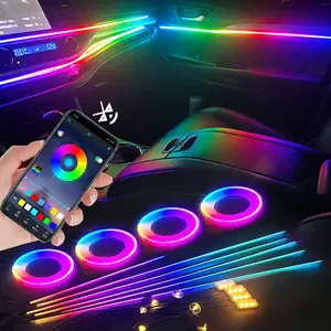 Универсальный автомобильный светодиод 22 в 1 полноцветный скрытый интерьер автомобиля декоративный окружающий свет с крышкой рога