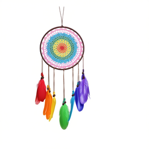 Angelina Dreamcatcher – plumes colorées, 20x60cm, décoration murale, motif Mandala bohème, pour la maison et la chambre à coucher - Product Image 1