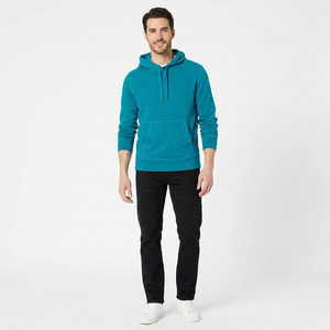 Wholesale 100% Cotton French Fleece Pullover Hoodies for Men Winter Sports <b>Sweatshirts</b> Customized Logo Big Pockets Solid Pattern - Product Image 1