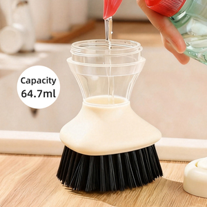 Brosse à vaisselle en plastique réutilisable avec distributeur de savon intégré, outil de nettoyage pratique pour la cuisine et la maison - Product Image 3