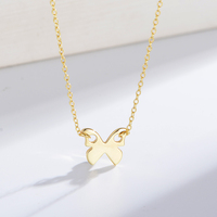 KN1712 Collar Minimalista Hueco con Insecto al por Mayor, Chapado en Oro de 14k, Joyería de Plata S925 Lisa con Mariposa para Mujer