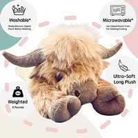 Boneka Sapi Highland Isi Kapas PP, Berat, Tanpa Aroma, Dapat Dipanaskan di Microwave, Dapat Didinginkan, Lucu, Hadiah untuk Anak-Anak
