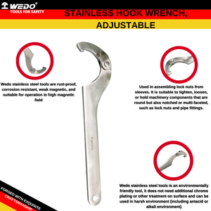 WEDO GS Certificat 304 <span class=keywords><strong>Clé</strong></span> <span class=keywords><strong>à</strong></span> crochet réglable en acier inoxydable 420 - Product Image 3