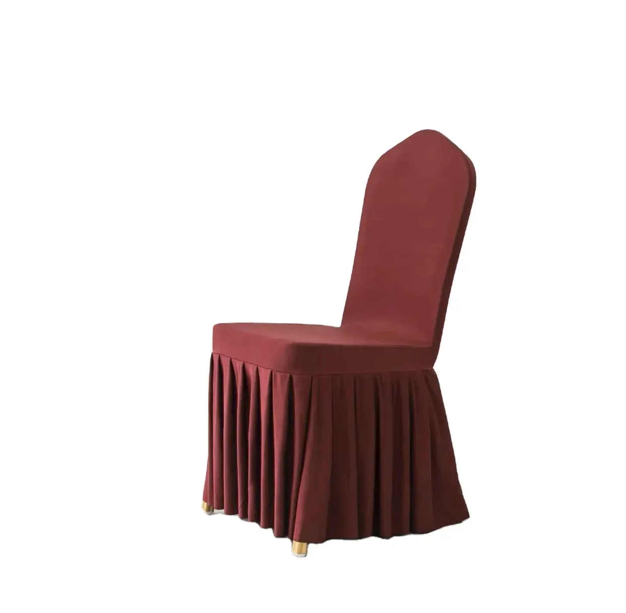 Couverture de chaise extensible en jupe en polyester bon marché personnalisée pour mariage dîner fête