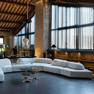 Cojín de Bloques Gruesos con Diseño Texturizado, Muebles de Diseño Combinados, Sala de Estar de Lujo para Villa, Modular, Seccional, de Tela - Product Image 2