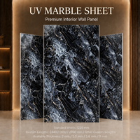 Panneau mural en PVC brillant MORLENX, imitation marbre veiné noir et gris, pour projets d'aménagement intérieur commercial de luxe