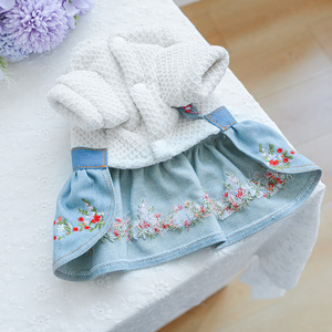PETCIRCLE Ropa para Mascotas - Nueva Colección Otoño/Invierno: Falda Vaquera con Estampado Floral - Product Image 3