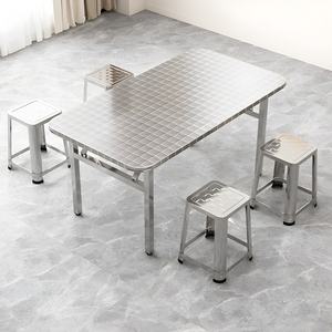 Conjunto Completo de Comedor para Exteriores, Mesa Rectangular Plegable de Acero Inoxidable y Combinación de Sillas para una Instalación Instantánea en el Patio, Jardín y Picnic - Product Image 6