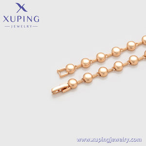 XUPING Collar de Cadena con Cuentas y Circonitas de Formas Mixtas de 7MM, Chapado en Oro Rosa de 18K, Acero Inoxidable, Joyería Minimalista - Product Image 5