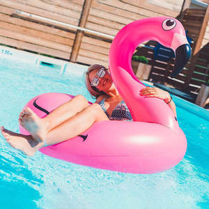 LED Solar-powered Dual-purpose PVC <b>Inflatable</b> <b>Swimming</b> <b>Pool</b> Float Foldable Mesh Backrest Floating Bed Sofa flamingo floats ring - Product Image 2