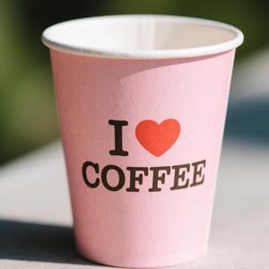 Gobelets à café en papier jetables à paroi simple imprimés sur mesure avec logo, porte-gobelets biodégradables en papier avec couvercles - Product Image 2