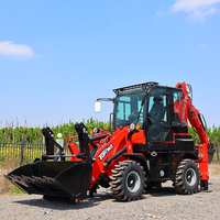 Backhoe Loader TBL45-16 1.5ton 4x4 Mini Backhoe Loader Merah