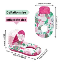 Exclusivité transfrontalière : Flotteur gonflable en PVC pour adultes, avec auvent rembourré de style feuille, pliable, pour piscine, avec porte-gobelet