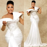 Nouvelle Robe de Mariée Sirène Blanche Luxueuse Plissée pour Femme 2026, Sexy, avec Perles 3D, pour Plage et Danse, Robe de Mariée Personnalisée (Vestido De Novia)