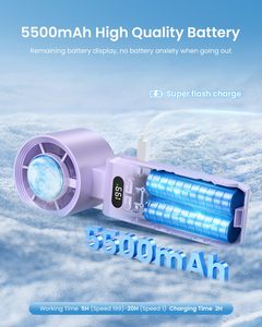 Ventilateur de poche rechargeable par USB, mini ventilateur de refroidissement portable pour bureau, extérieur, affichage LED, petit et puissant, 3 en 1 - Product Image 2