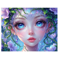 Peinture Diamant 5D DIY Ever Moment Fille Mignonne AB, Kits de Mosaïque Florale à Broches Carrées, Art Mural ASF3133