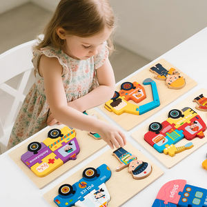 3D karikatür hayvan trafik biliş erken eğitim bulmaca kurulu ahşap toka eğitim yapı taşı eğitici oyuncak - Product Image 3