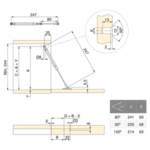 EMUCA 1261424 chiudiporta in acciaio e tecnoplastica con vernice nichel opaco pistone sottile diametro 12 ganci per sportelli 80 - Product Image 2