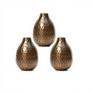<b>Set</b> of <b>3</b> Metal Bud <b>Vases</b> 4.5 Inch High Ideal Accent Piece for Coffee & Side Tables As Well As Dried Floral Arrangements - Product Image 1