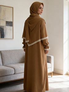 Conjunto de Vestido Abaya Maxi Elegante Bordado Personalizado Premium 2026 con Pañuelo de <span class=keywords><strong>Oración</strong></span> Musulmán para Mujer, Dos Piezas, Poliéster - Product Image 5