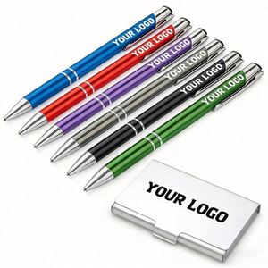 Stylos à bille en alliage d'aluminium personnalisés en gros pour cadeaux promotionnels, stylo à bille avec logo gravé au laser - Product Image 1