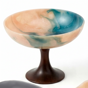 Bol à dessert sur piédestal en résine marbrée décorative de luxe, fait main et personnalisé, finition de haute qualité PC - Product Image 1