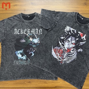 Drop Shoulder Mens <span class=keywords><strong>Anime</strong></span> T Shirt Stone Washed Oversized Cotton Vintage Acid Wshed T Shirts - Product Image 2