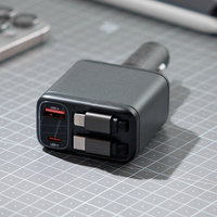 ReelKit 4 en 1 Chargeur de voiture rétractable Charge rapide USB C Adaptateur multi-ports pour véhicule Chargeur allume-cigare automatique Abarth 500