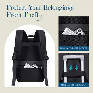 Mochila de Viaje Personalizada para Debajo del Asiento, Tamaño de Cabina, <span class=keywords><strong>40x20x25</strong></span>, Mochila Casual para la Escuela con Compartimento para Laptop de 14 Pulgadas y Orificio para Cable - Product Image 3