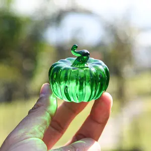 Mini Crystal Pumpkin Collectible Figurines Glass Pumpkin Paperweight Tabletop Decorative Ornament For Fall Harvest Halloween