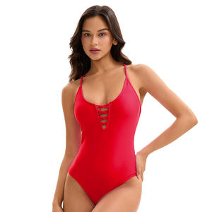 Maillot de bain de fitness écologique sexy et respirant pour femmes européennes américaines à motif uni imprimé et découpé dans le dos - Product Image 2