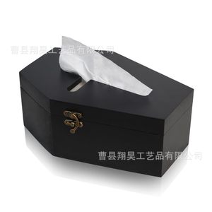 <b>Gothic</b> Style Coffin Tissue Box 9.75x6.75x4 Inches Wooden Black Flip Top Storage Box For Home Car <b>Bathroom</b> Decor - Product Image 5