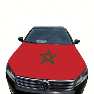 Housse de capot de voiture en polyester élastique avec drapeau national marocain pour événements sportifs et décoration des supporters - Product Image 1