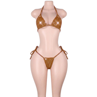 Ensembles de lingerie deux pièces brillants à pois et sequins, tenues de danse exotique, ensembles pour festivals et soirées, vêtements pour adultes pour club et serveuses de bouteilles