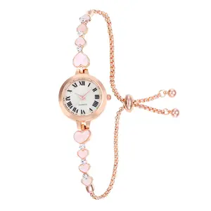 Multiple small heart diamond-encrusted decoration lazy people pull small bracelet watch Valentine's Day gift