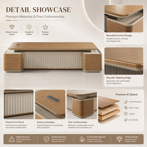 Scrivania Direzionale Moderna di Alta Gamma con Pannello in Legno per Postazioni Aziendali e Uffici Dirigenziali - Product Image 2