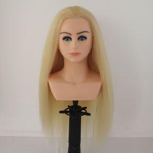 100% tête d'entraînement de <span class=keywords><strong>cheveux</strong></span> humains Mannequin école de beauté pratique coiffeur formation tête de poupée factice avec épaule - Product Image 3
