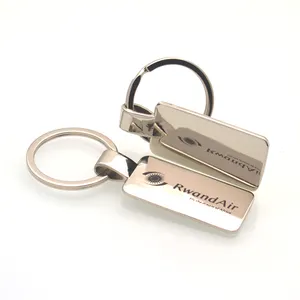 Two Sided Laser Engraved Flat Metal Rectangle Keychain UV/Offset/Digital Printing Carabiner Type with Logo