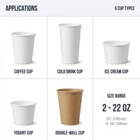 Máquina de Vasos de Papel con Panel de Control de 7 Pulgadas, Semi-Automática Inteligente, 150 Unidades/Min