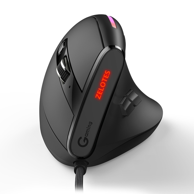 Factory Custom OEM T-50 Wired Vertical Gaming Mouse 9 Buttons Programmable Ergonomic Mice RGB 12800 DPI for PC Gamer Wholesale