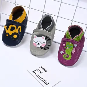 Sapatos de bezerro para meninos recém-nascidos e sapatos de bezerro para meninas, calçados de couro genuíno para bebês, atacado