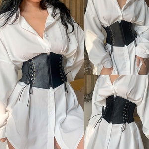 Al por mayor, Faja corsé de moda para mujer, de cuero, elástica, de cintura alta, moldeadora, estilo gótico, con cinturón ancho - Product Image 3