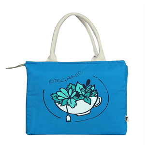 Petit sac fourre-tout en toile avec imprimé lettres, poignée supérieure, fermeture éclair, sac de shopping écologique, sac cadeau multicolore - Product Image 5