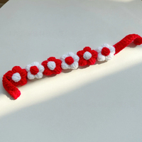 Collar de Flores de Lana Tejido a Crochet Hecho a Mano, Bufanda Ajustable para Mascotas, Babero Tejido para Gatos y Perros Pequeños, Lindo Collar Navideño