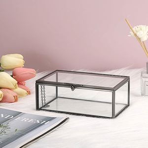 Premium Clear Glass <b>Memory</b> <b>Box</b> with Silver Metal Accents for Special Occasion Keepsakes and Decorative Household Storage - Product Image 5