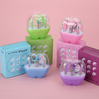 Ensemble de coupe-ongles classique Apple, 8 pièces, durable, portable, en plastique et acier inoxydable, boîte de rangement pour outils de manucure, coffret cadeau beauté