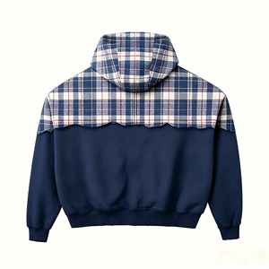 Felpa con Cappuccio e Zip con Colletto a Quadri, Stampa Gotica Completa DTG Kornit, Abbigliamento Casual da Strada <span class=keywords><strong>in</strong></span> Tonalità Scure per Uomo - Product Image 3