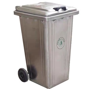 Stainless Steel Waste <b>Bin</b> 120L Rectangular Outdoor Metal Trash Can With <b>Wheels</b> - Product Image 5